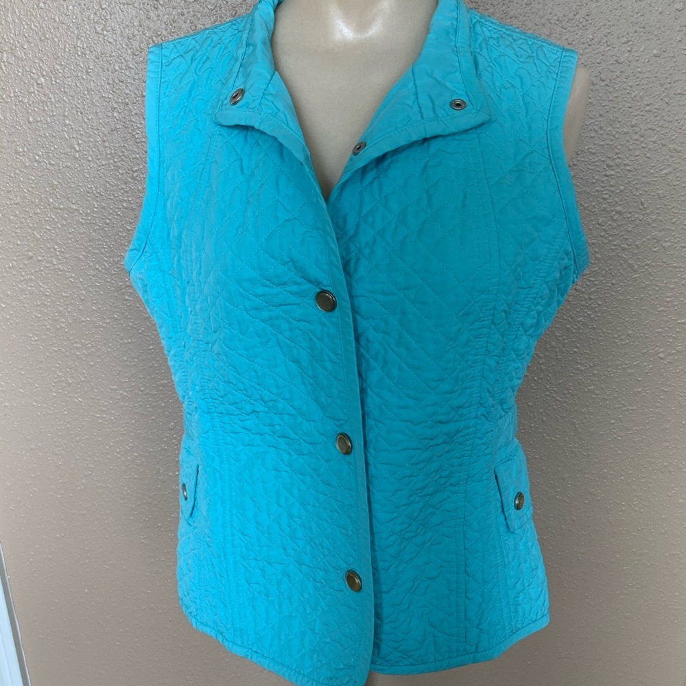 Talbots Quilted Turquoise Vest Small